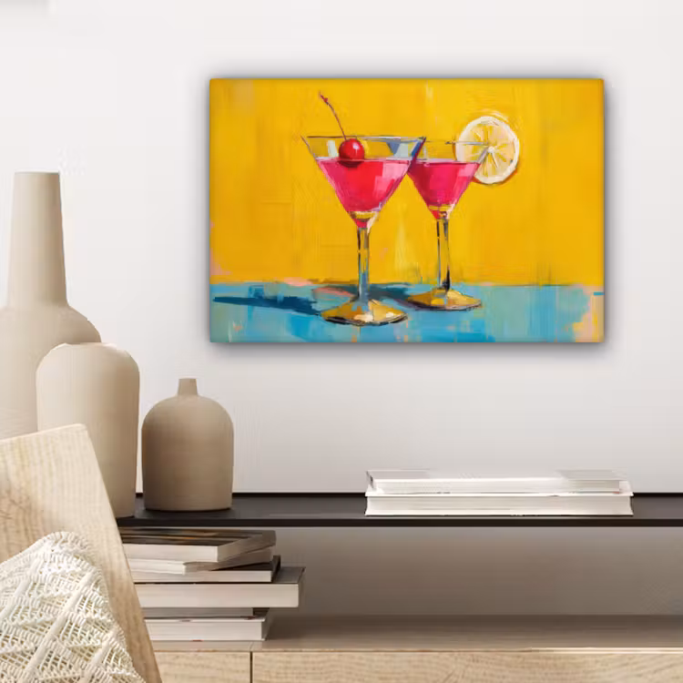 Glazen - Cocktail - Citroen - Kers canvas 2cm klein -sfeer6