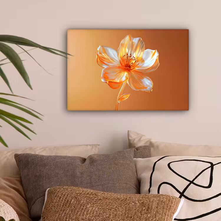 Glazen - Bloem - Oranje canvas 2cm klein -sfeer1