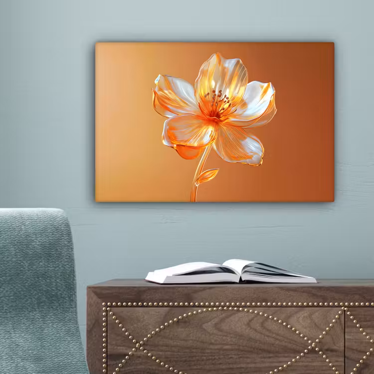 Glazen - Bloem - Oranje canvas 2cm klein -sfeer4
