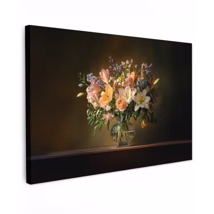 Glazen - Bloemen - Boeket - Kleuren canvas 2cm klein -z3d