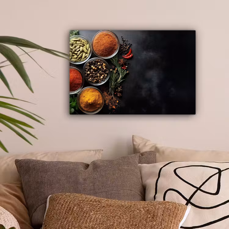 Glazen - Bakjes - Blaadjes - Kruiden canvas 2cm klein -sfeer1