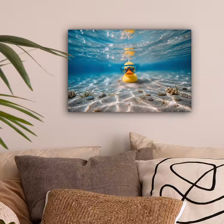 Duikbril - Eend - Water canvas 2cm klein -sfeer1