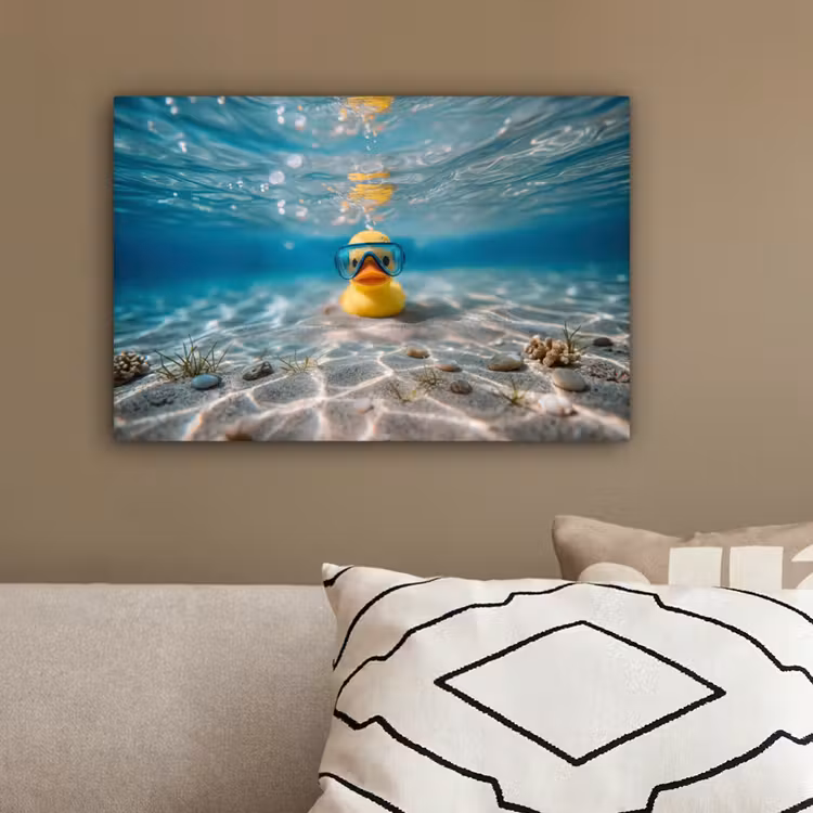 Duikbril - Eend - Water canvas 2cm klein -sfeer3