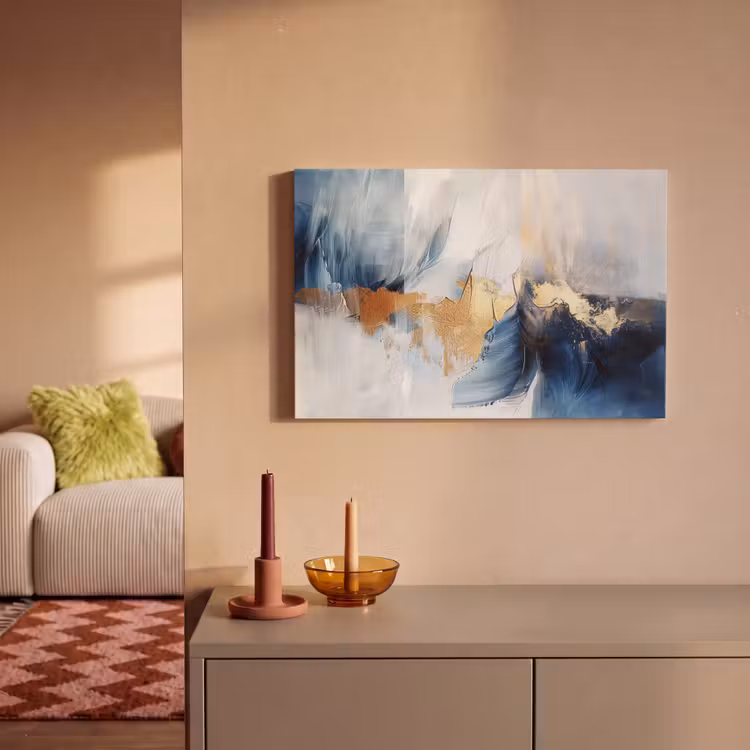 Goud - Blauw - Watercolor - Kunst - Modern canvas 2cm klein -sfeer1