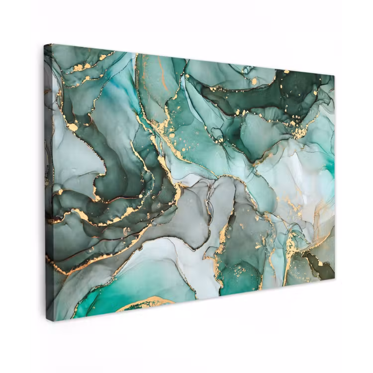 Goud - Marmer - Groen - Luxe - Marmerlook - Grijs canvas 2cm klein -z3d
