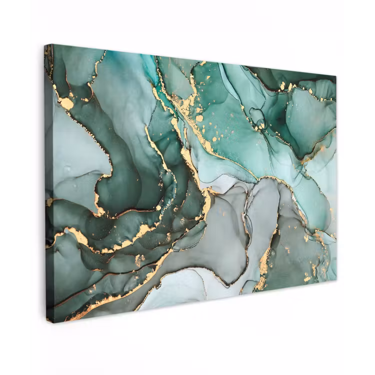 Goud - Marmer - Groen - Luxe - Marmerlook - Grijs canvas 2cm klein -z3d