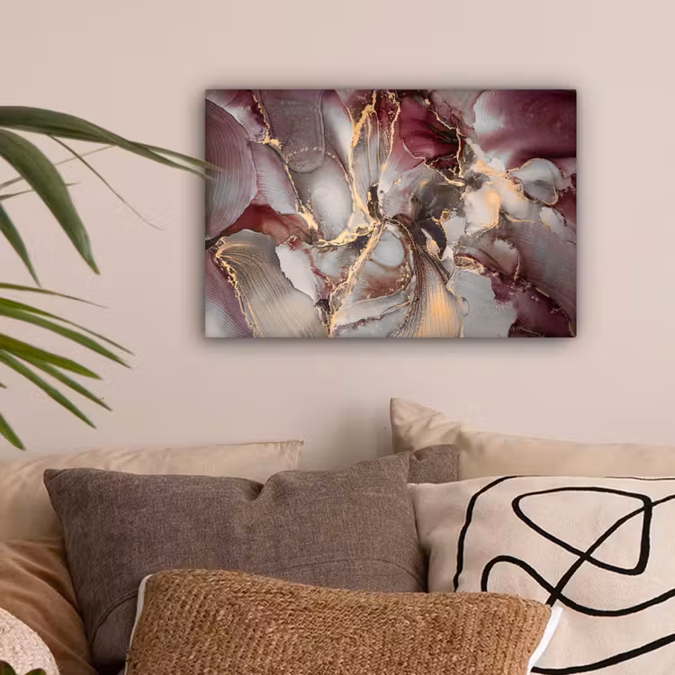 Goud - Marmer - Paars canvas 2cm klein -sfeer1