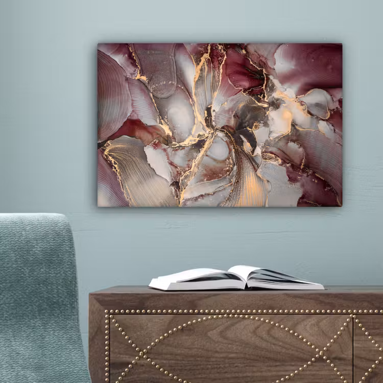Goud - Marmer - Paars canvas 2cm klein -sfeer4