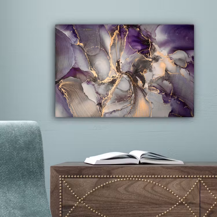Goud - Paars - Marmer canvas 2cm klein -sfeer4