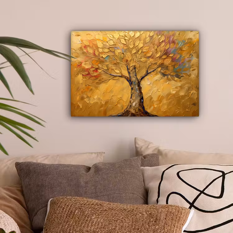 Goud - Boom - Abstract - Modern canvas 2cm klein -sfeer1