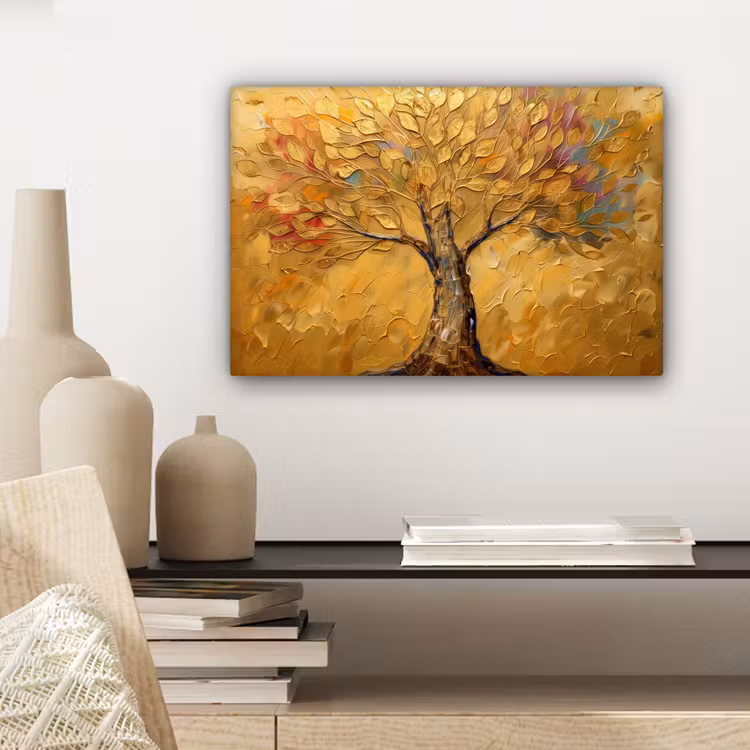 Goud - Boom - Abstract - Modern canvas 2cm klein -sfeer6