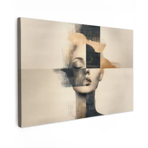 Goud - Vrouw - Rechthoeken canvas 2cm klein -z3d