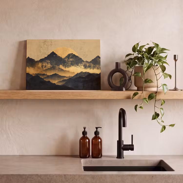 Gouden Bergen bij Maanlicht canvas 2cm klein -sfeer3