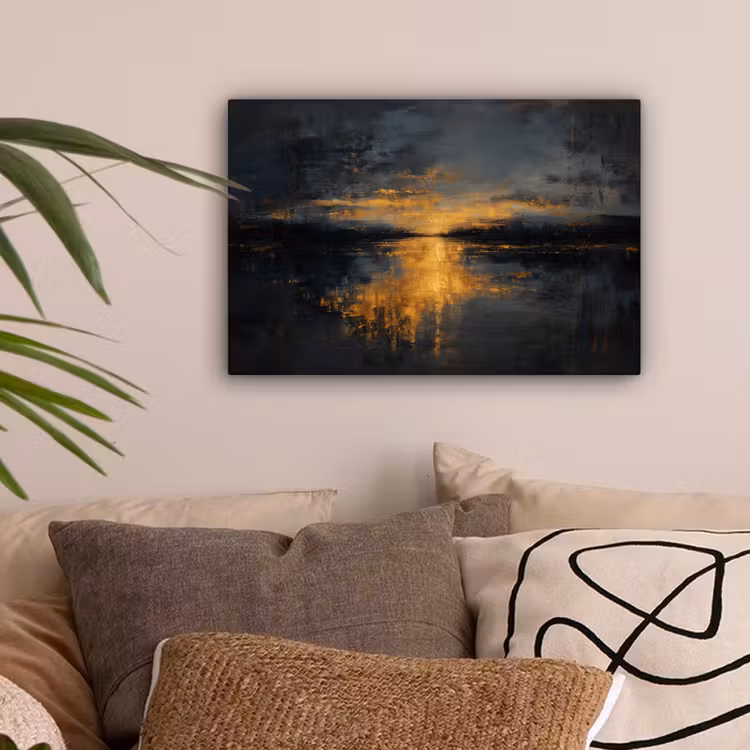 Gouden Reflectie op Water canvas 2cm klein -sfeer1