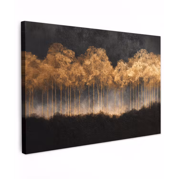 Gouden Bomen in Mistig Landschap canvas 2cm klein -z3d