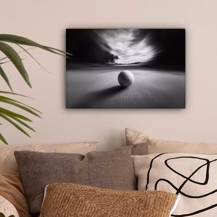 Golfbal - Wazig - Zwart canvas 2cm klein -sfeer1