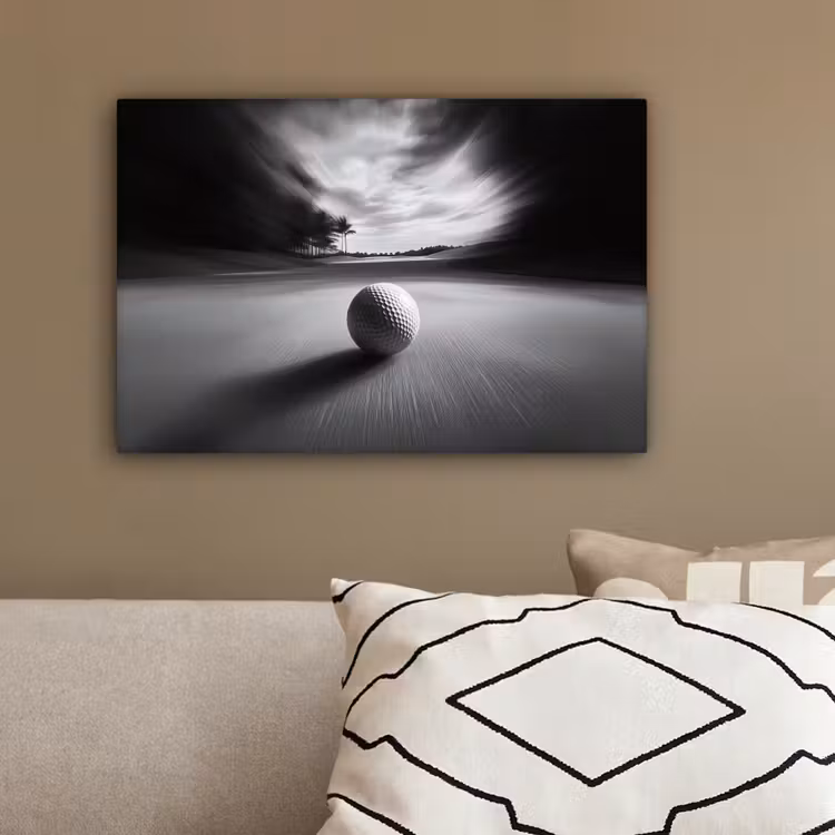 Golfbal - Wazig - Zwart canvas 2cm klein -sfeer3
