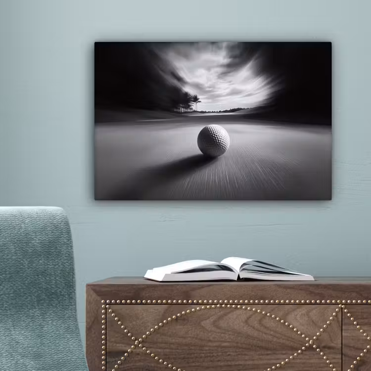 Golfbal - Wazig - Zwart canvas 2cm klein -sfeer4