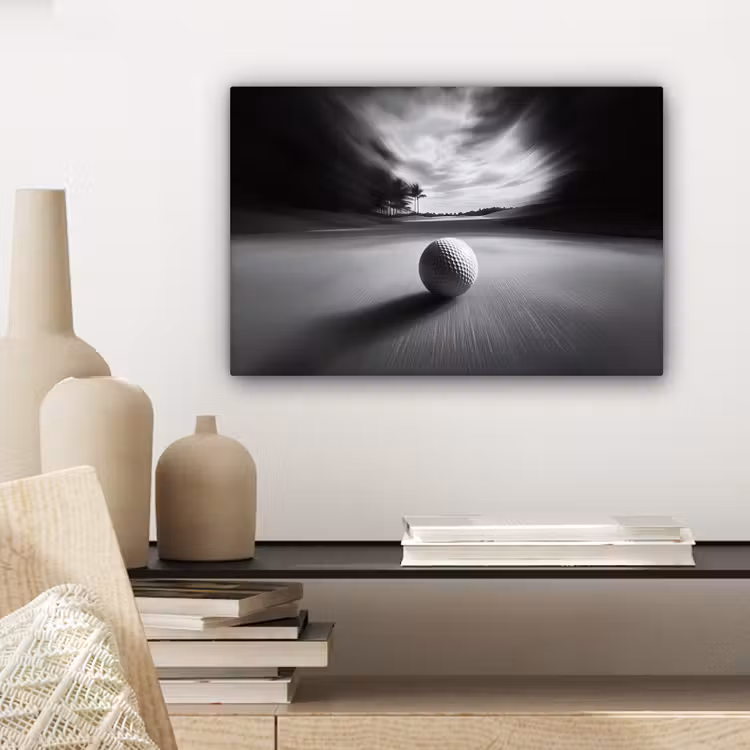 Golfbal - Wazig - Zwart canvas 2cm klein -sfeer6