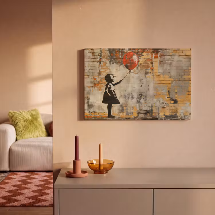 Graffiti - Banksy - Meisje - Street art canvas 2cm klein -sfeer1