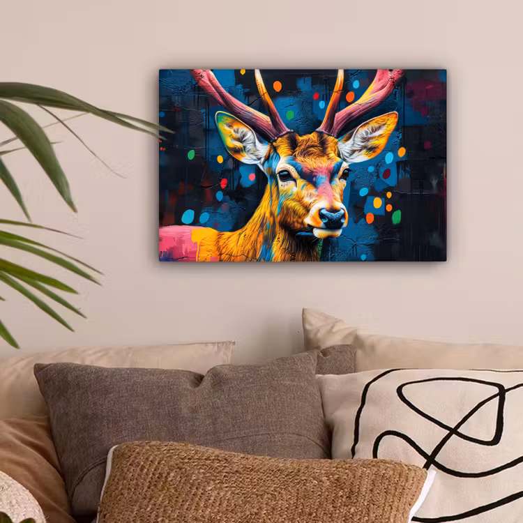 Graffiti - Hert - Dier - Kleurrijk canvas 2cm klein -sfeer1