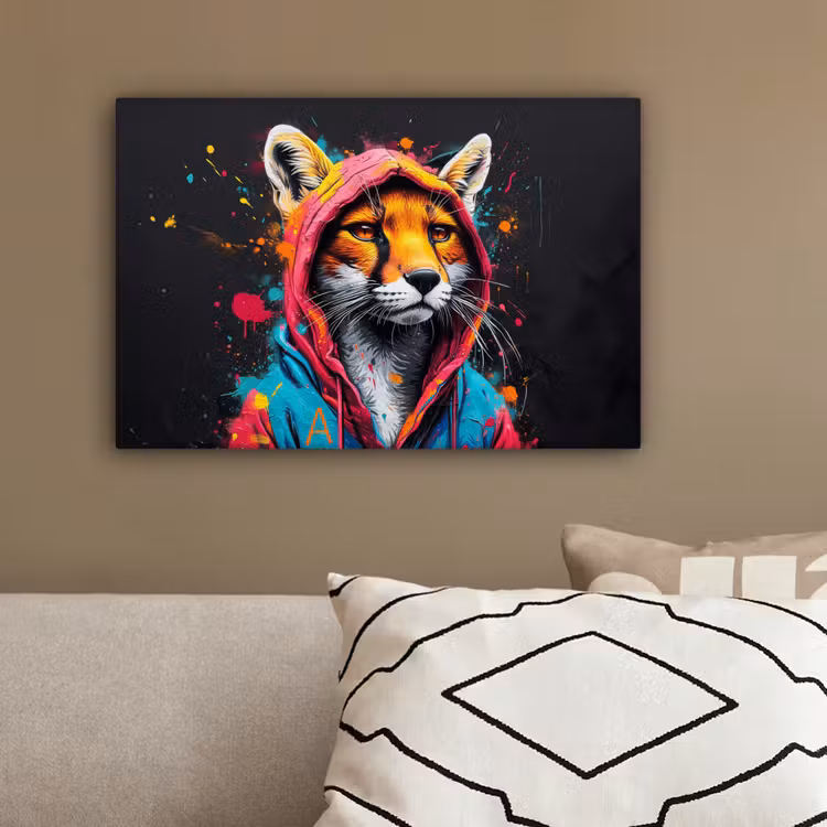 Graffiti - Vos - Jas - Pop art canvas 2cm klein -sfeer3
