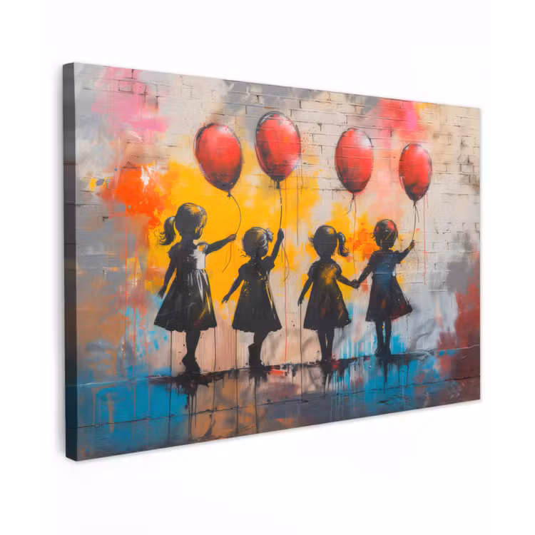 Graffiti - Kinderen - Street art - Ballon - Banksy canvas 2cm klein -z3d