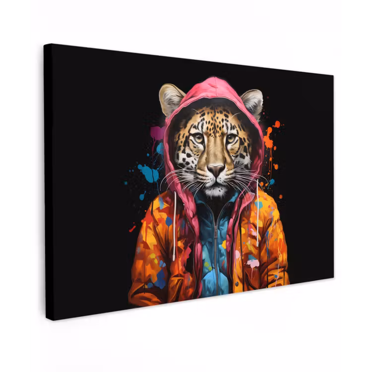 Graffiti - Luipaard - Zwart - Jas canvas 2cm klein -z3d