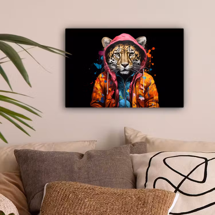 Graffiti - Luipaard - Zwart - Jas canvas 2cm klein -sfeer1