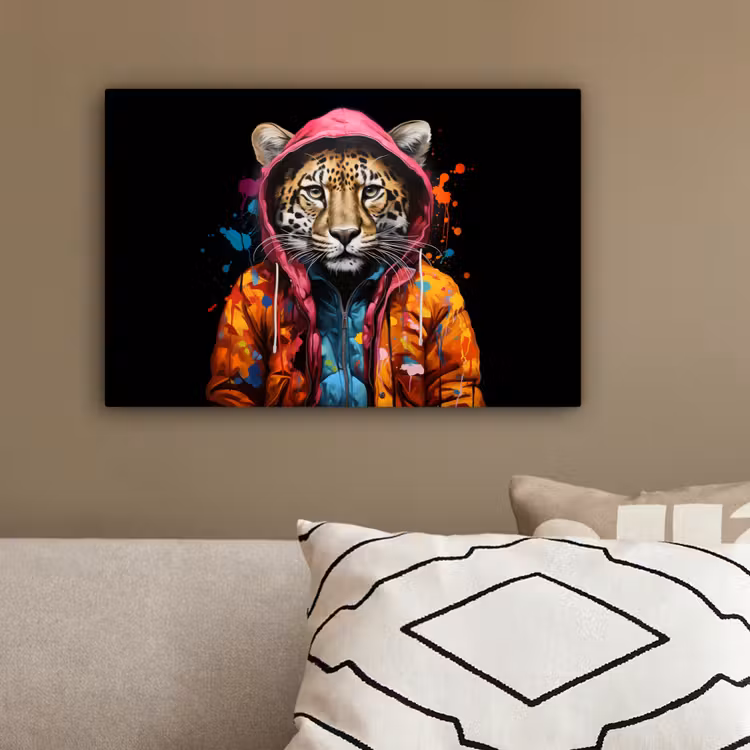 Graffiti - Luipaard - Zwart - Jas canvas 2cm klein -sfeer3