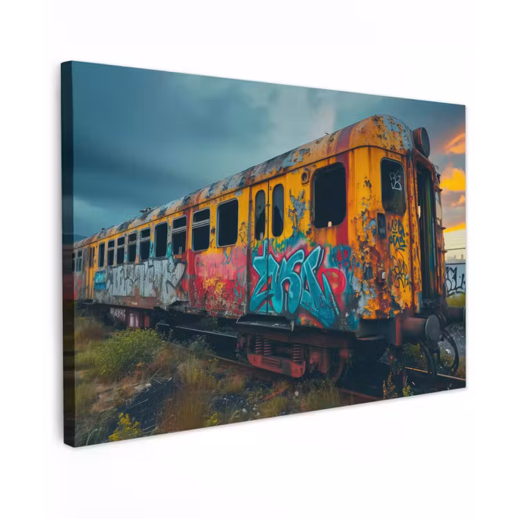 Graffiti - Trein - Street art - Verlaten canvas 2cm klein -z3d