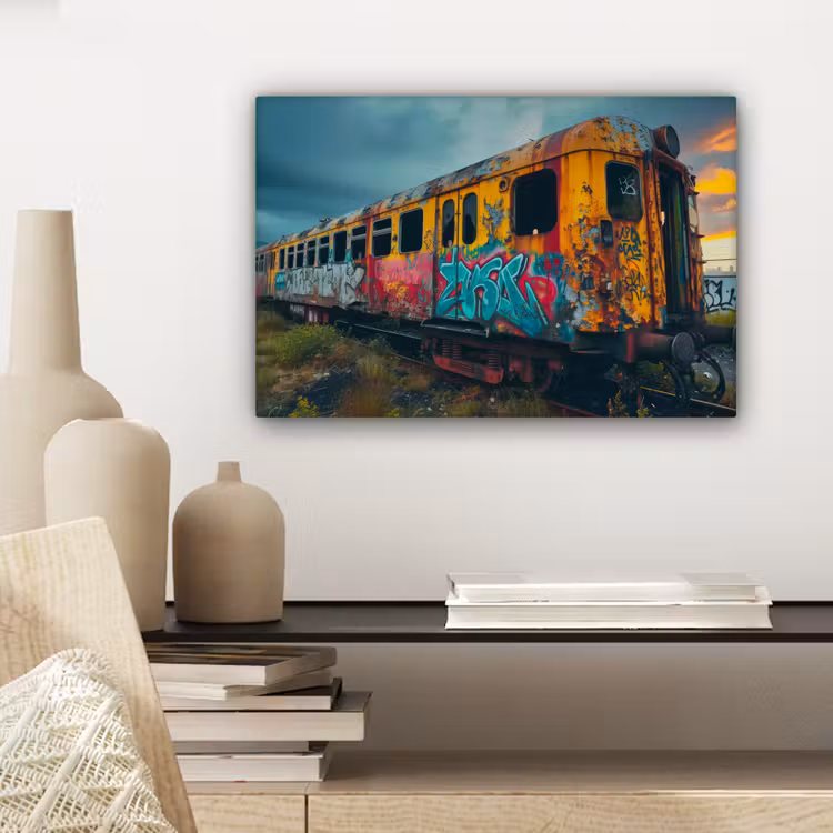 Graffiti - Trein - Street art - Verlaten canvas 2cm klein -sfeer6
