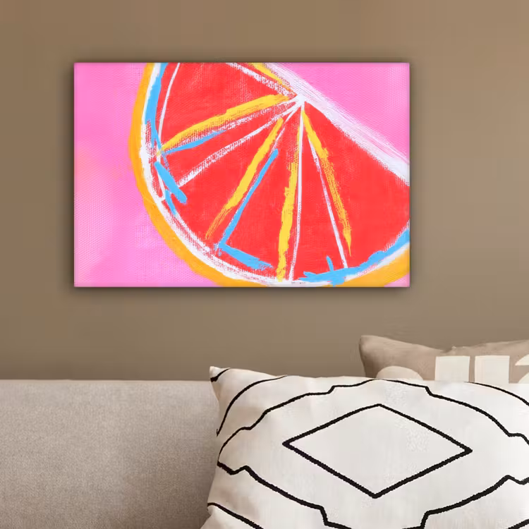 Grapefruit - Geschilderd - Roze - Strepen canvas 2cm klein -sfeer3
