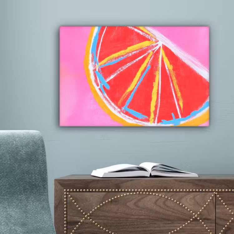 Grapefruit - Geschilderd - Roze - Strepen canvas 2cm klein -sfeer4