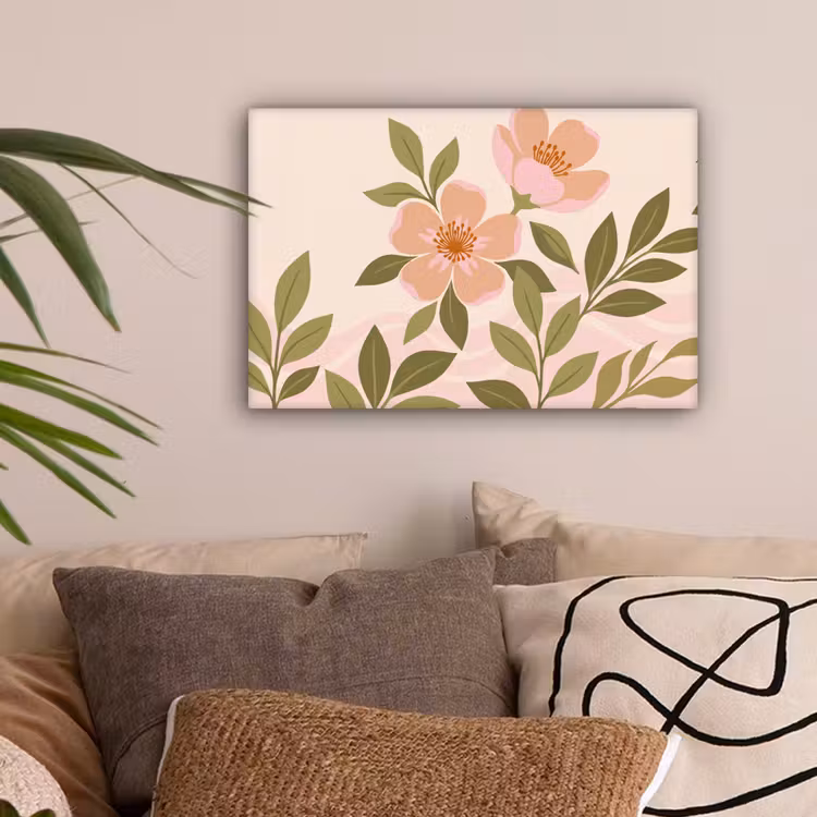 Grafisch - Bloemen - Roze canvas 2cm klein -sfeer1