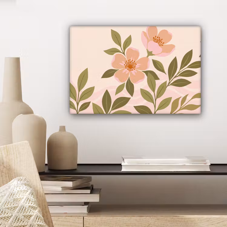 Grafisch - Bloemen - Roze canvas 2cm klein -sfeer6