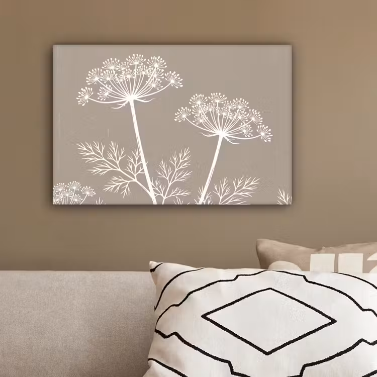 Grafisch - Fluitenkruid - Taupe canvas 2cm klein -sfeer3