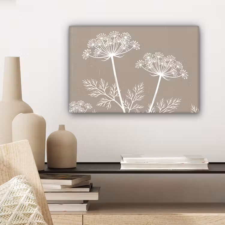 Grafisch - Fluitenkruid - Taupe canvas 2cm klein -sfeer6