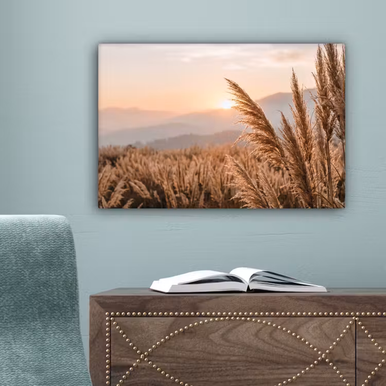 Gras - Veld - Zon - Natuur canvas 2cm klein -sfeer4