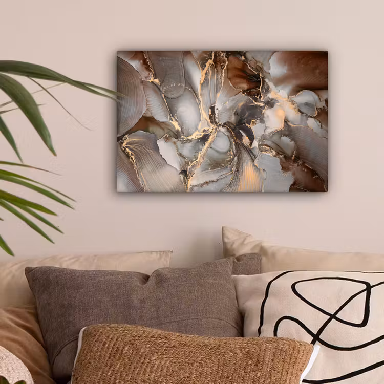 Grijs - Goud - Marmer - Marmerlook canvas 2cm klein -sfeer1