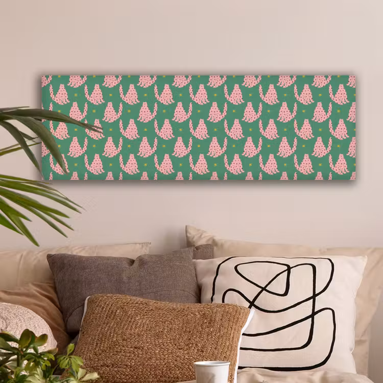 Groen - Katten - Stippen - Sterren canvas 2cm klein 828 -sfeer1