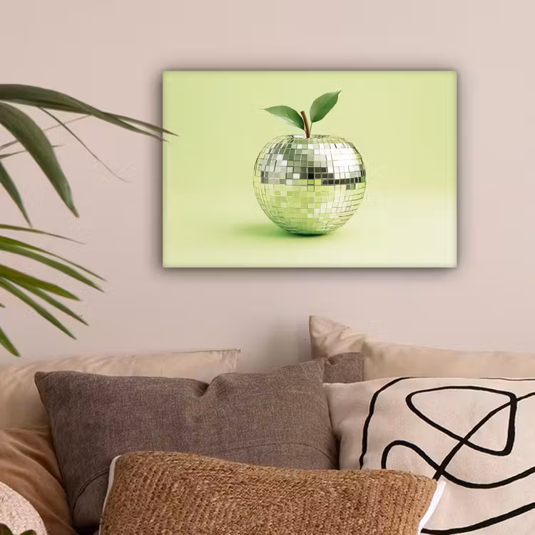 Groen - Disco - Decoratie - Appel canvas 2cm klein -sfeer1
