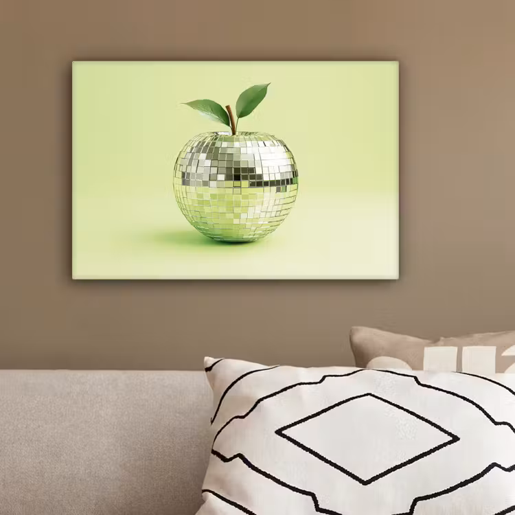 Groen - Disco - Decoratie - Appel canvas 2cm klein -sfeer3