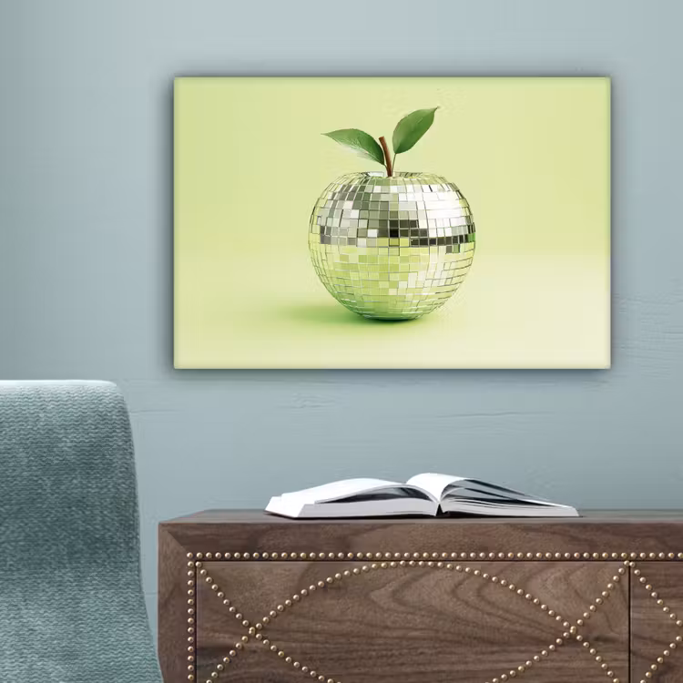 Groen - Disco - Decoratie - Appel canvas 2cm klein -sfeer4