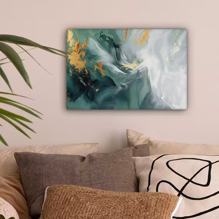 Groen - Modern - Marmer - Abstract canvas 2cm klein -sfeer1