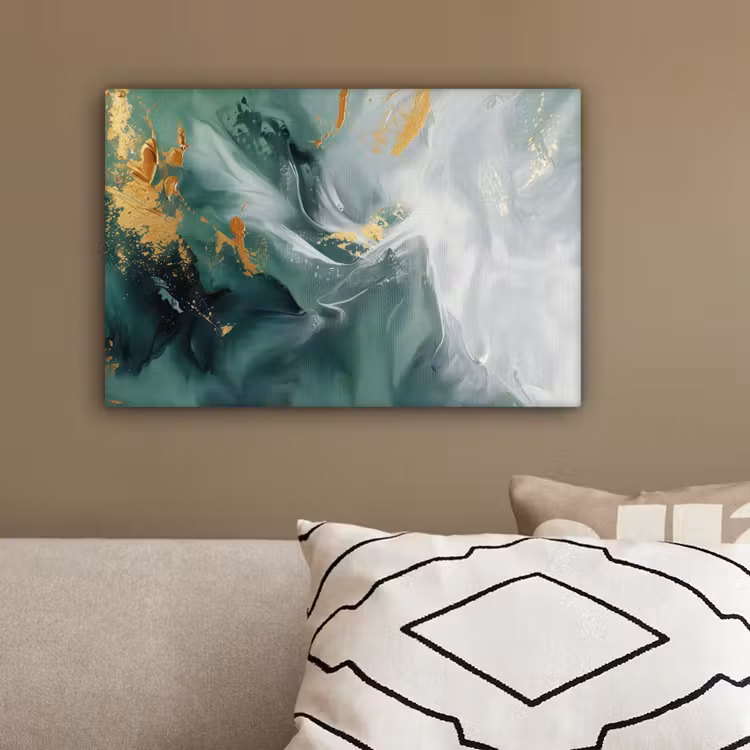 Groen - Modern - Marmer - Abstract canvas 2cm klein -sfeer3