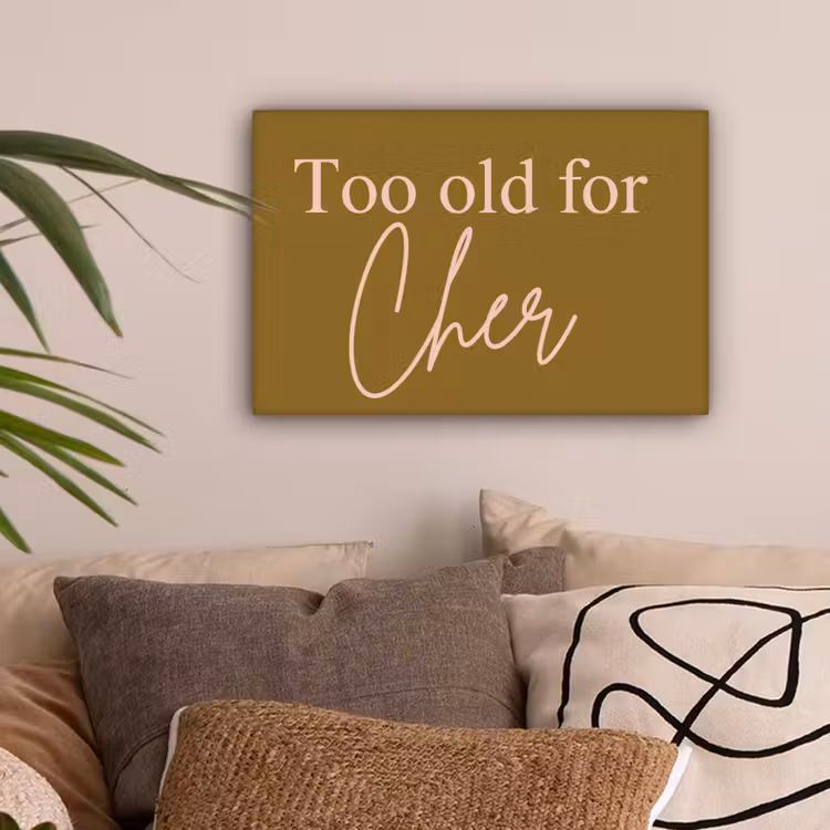 Groen - Too old for cher - Roze canvas 2cm klein -z3d
