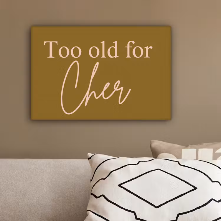 Groen - Too old for cher - Roze canvas 2cm klein -sfeer1