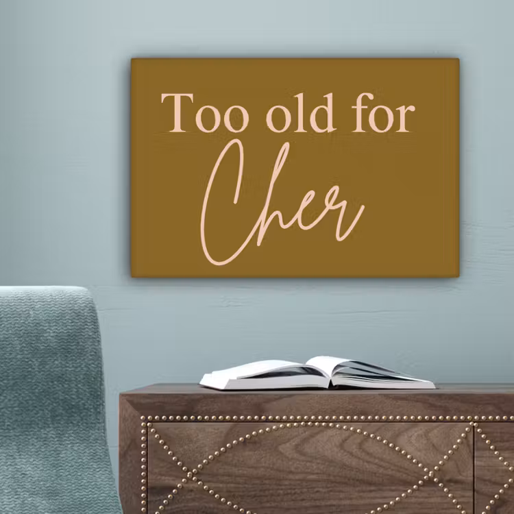 Groen - Too old for cher - Roze canvas 2cm klein -sfeer1