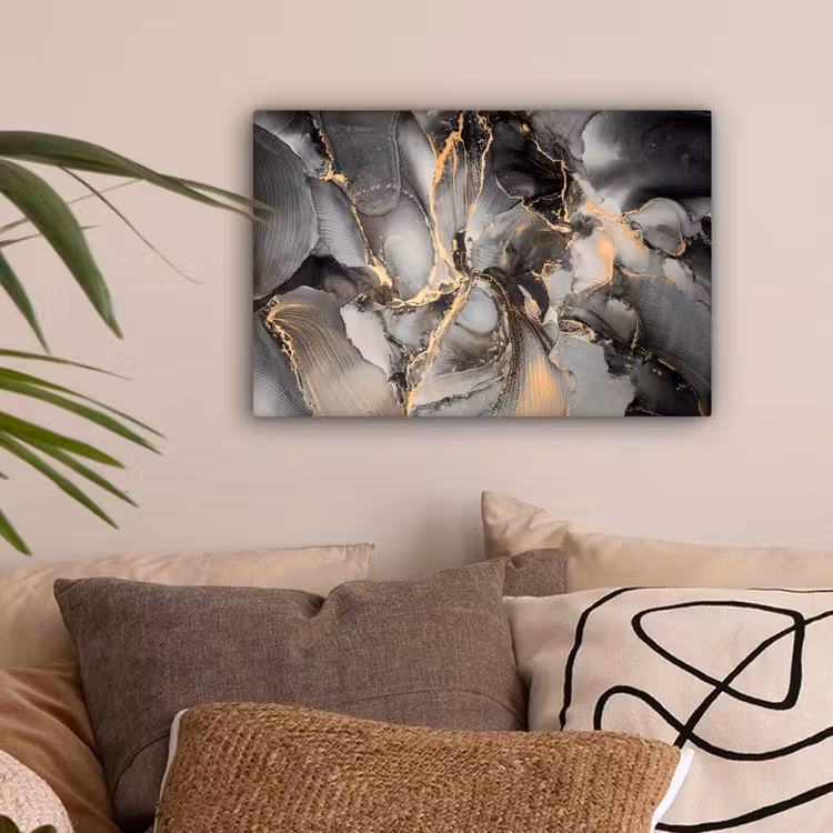 Grijs - Luxe - Goud - Marmer canvas 2cm klein -sfeer1